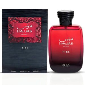 Rasasi Hawas Fire For Him 100ml / 3.38oz Eau de Parfum – Bold & Masculine Long-Lasting Men’s Perfume Spray